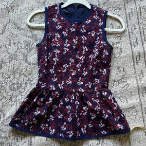 Mother of Pearl red floral peplum top